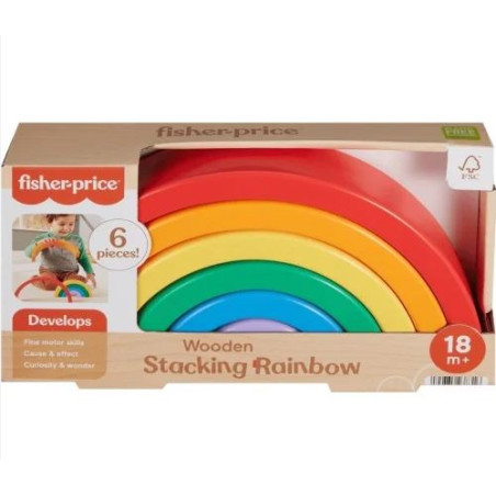 FISHER-PRICE - ΞΥΛΙΝΟ ΟΥΡΑΝΙΟ ΤΟΞΟ WOODEN STACKING RAINBOW- HXT73 | 