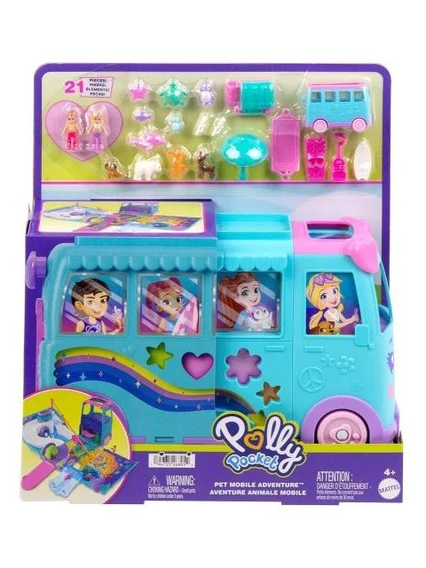 POLLY POCKET - PET MOBILE ADVENTURE - ΤΡΟΧΟΣΠΙΤΟ ΜΕ ΖΩΑΚΙΑ ΣΕΤ ΠΑΙΧΝ